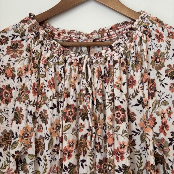 Faherty Emery Floral Print Gauze Peasant Blouse XS - Picture 3 of 8